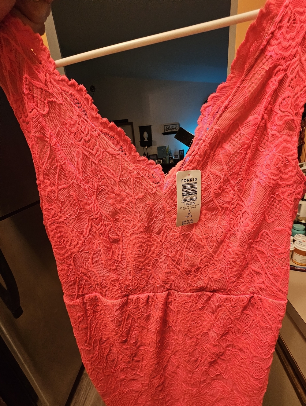 Torrid NEON Coral Lace Mini Dress - Picture 2 of 4